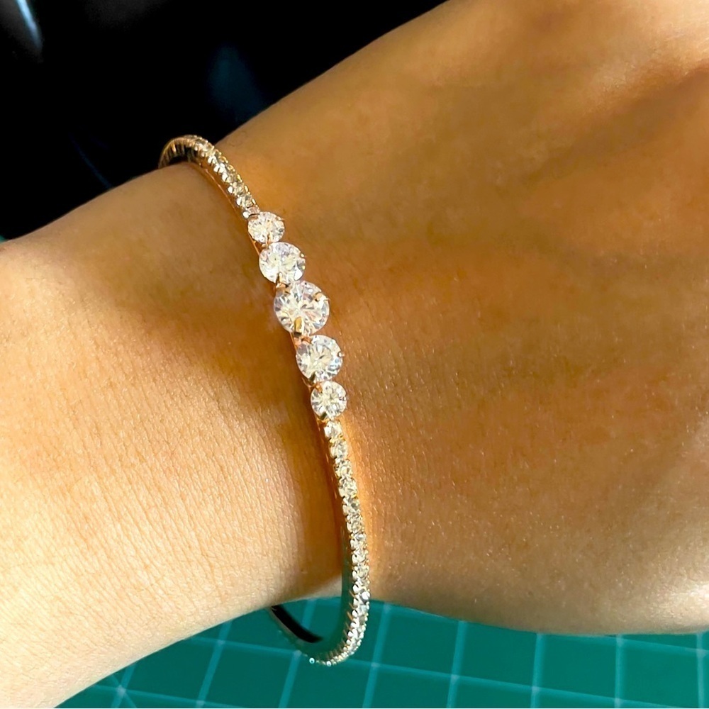 Gold tone cz stone bracelet cuff